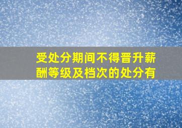 受处分期间不得晋升薪酬等级及档次的处分有