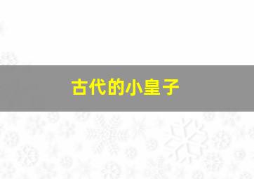 古代的小皇子