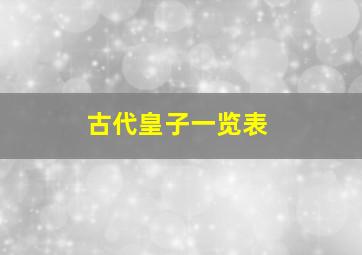 古代皇子一览表