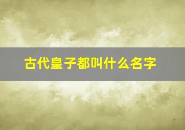 古代皇子都叫什么名字