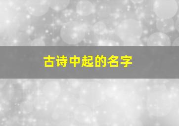 古诗中起的名字