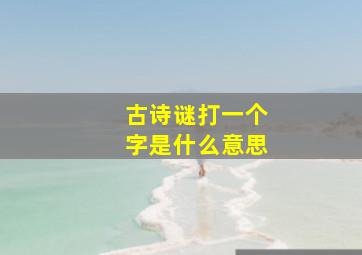 古诗谜打一个字是什么意思