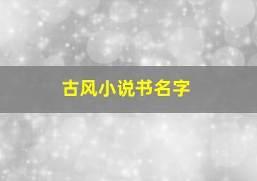 古风小说书名字