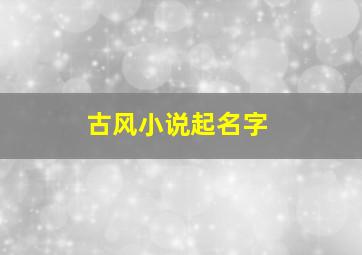 古风小说起名字