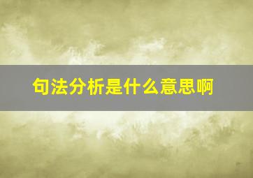 句法分析是什么意思啊