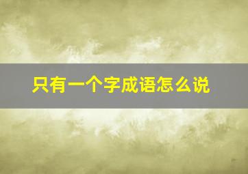 只有一个字成语怎么说