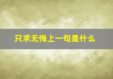 只求无悔上一句是什么