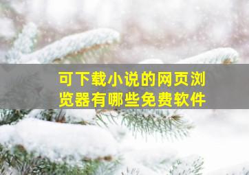 可下载小说的网页浏览器有哪些免费软件