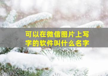 可以在微信图片上写字的软件叫什么名字