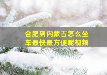 合肥到内蒙古怎么坐车最快最方便呢视频