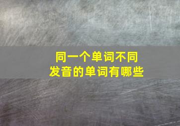 同一个单词不同发音的单词有哪些