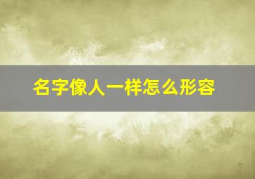 名字像人一样怎么形容