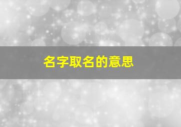 名字取名的意思