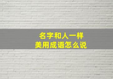 名字和人一样美用成语怎么说