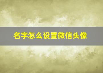 名字怎么设置微信头像