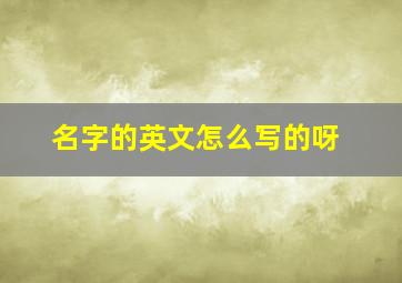 名字的英文怎么写的呀