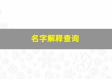 名字解释查询