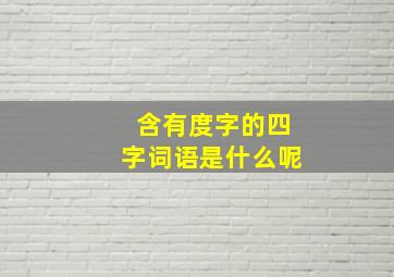 含有度字的四字词语是什么呢