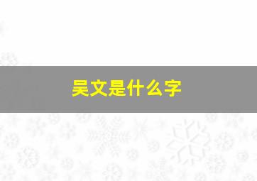 吴文是什么字