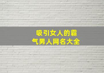 吸引女人的霸气男人网名大全