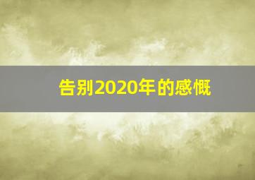 告别2020年的感慨