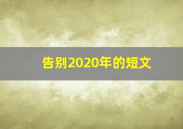 告别2020年的短文