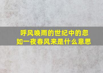 呼风唤雨的世纪中的忽如一夜春风来是什么意思