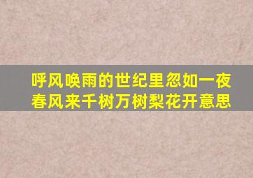 呼风唤雨的世纪里忽如一夜春风来千树万树梨花开意思