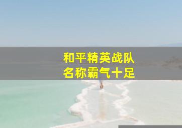 和平精英战队名称霸气十足