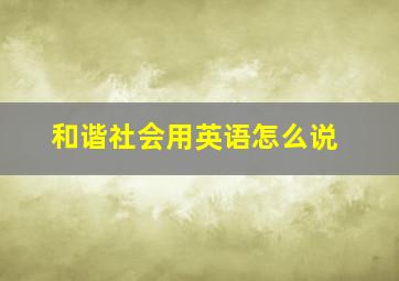 和谐社会用英语怎么说