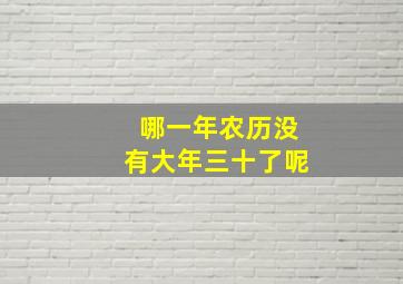 哪一年农历没有大年三十了呢