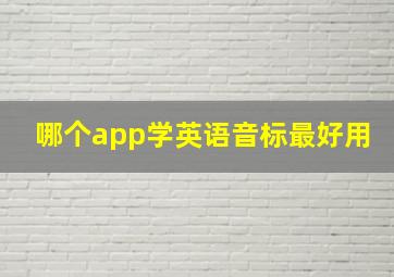 哪个app学英语音标最好用