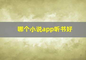 哪个小说app听书好