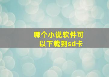 哪个小说软件可以下载到sd卡