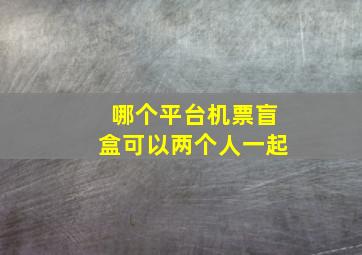 哪个平台机票盲盒可以两个人一起