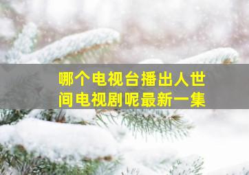 哪个电视台播出人世间电视剧呢最新一集