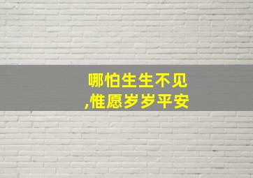 哪怕生生不见,惟愿岁岁平安