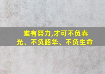 唯有努力,才可不负春光、不负韶华、不负生命