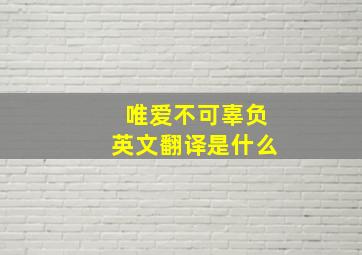 唯爱不可辜负英文翻译是什么