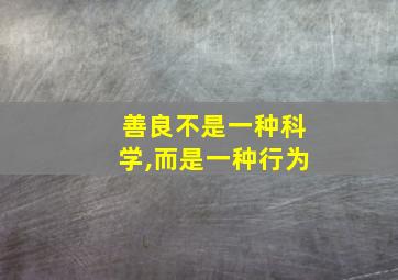 善良不是一种科学,而是一种行为