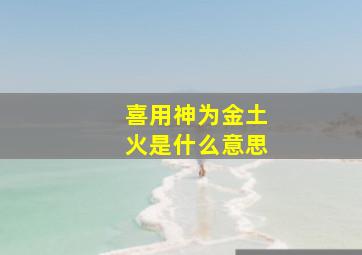 喜用神为金土火是什么意思