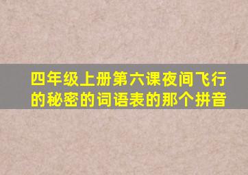 四年级上册第六课夜间飞行的秘密的词语表的那个拼音