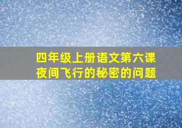 四年级上册语文第六课夜间飞行的秘密的问题