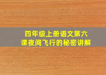 四年级上册语文第六课夜间飞行的秘密讲解