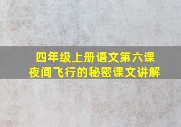 四年级上册语文第六课夜间飞行的秘密课文讲解