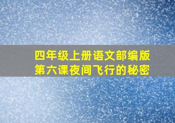 四年级上册语文部编版第六课夜间飞行的秘密