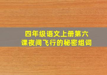 四年级语文上册第六课夜间飞行的秘密组词