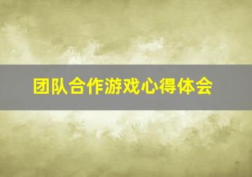 团队合作游戏心得体会