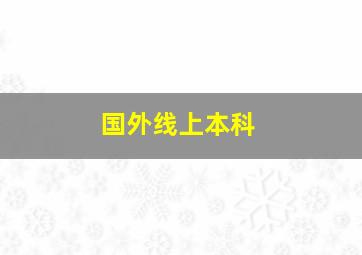 国外线上本科