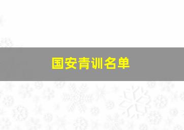 国安青训名单